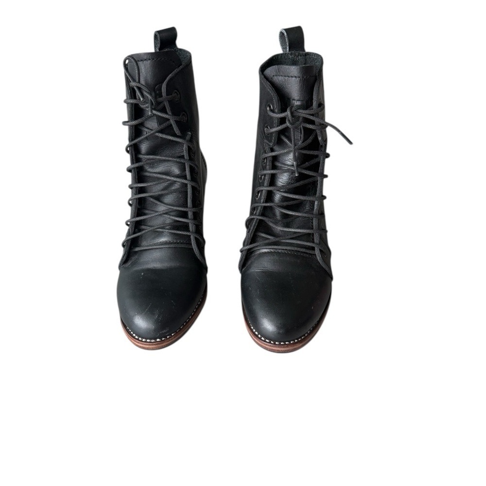 Way Out West Women’s Black Lace-Up Leather Booties Size 6.5